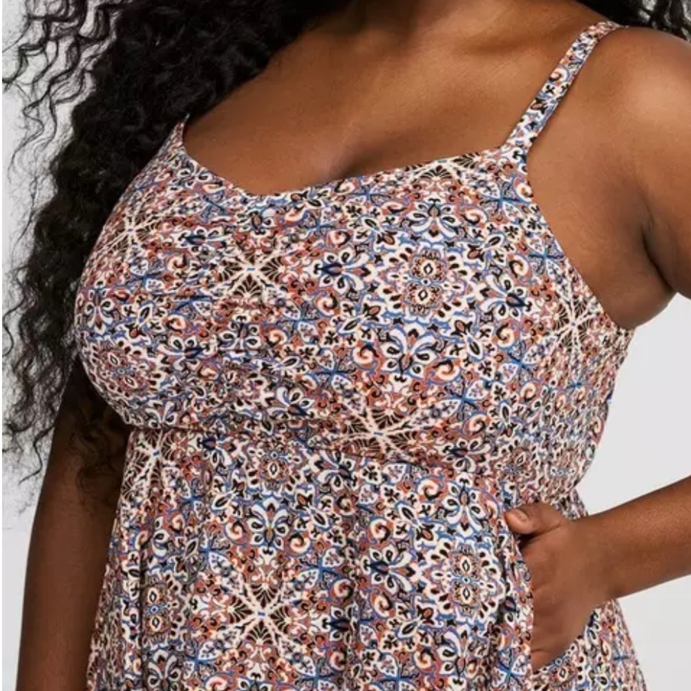 torrid Floral Mini Dress in Pink, Blue, Cream Size 0X - Picture 3 of 15